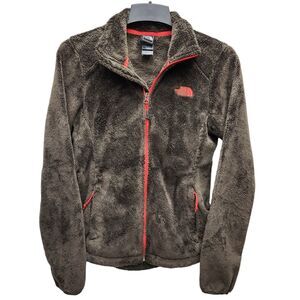 The North Face Sherpa Fleece Jacket Womens Small Brown Orange Full Zip Casual